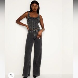 Good American Charcoal Wide-Leg Jeans